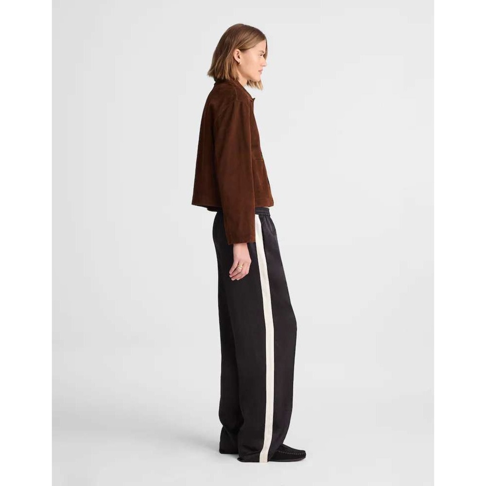 Madewell The Easy Pull On Track Pant in Satin Black White XL